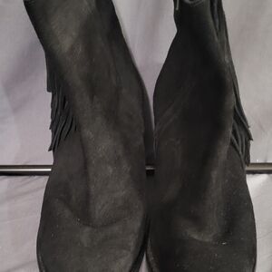 Tecovas Black Fringe Ankle Booties